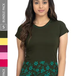 IndiWeaves Pack Of 5 Printed Pure Cotton T-shirt-image-37