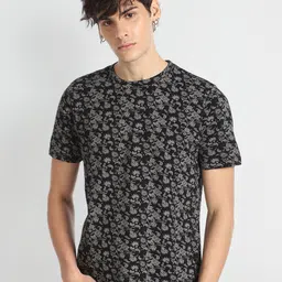 Flying Machine Floral Printed Round Neck Pure Cotton T-shirt-picture-21