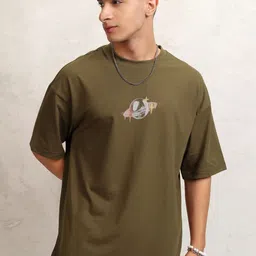 HIGHLANDER Men Graphic Printed Graphic Print Others Round Neck Cotton Oversized T-Shirt-image-26