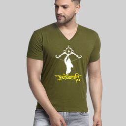 Friskers Graphic Printed V Neck Short Sleeves Cotton Tshirt-image-31