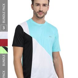 FTX Pack Of 3 Colourblocked Round Neck Regular Fit Dry Fit Sports T-shirt-image-102