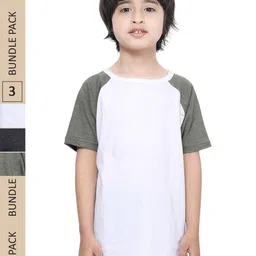 IndiWeaves Boys Pack Of 3 Raglan Sleeves Pure Cotton T-shirt-image-18