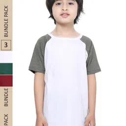 IndiWeaves Boys Pack Of 3 Raglan Sleeves Pure Cotton T-shirt-22