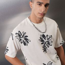 HIGHLANDER Men Floral Printed Round Neck Relaxed Fit T-shirt-image-72