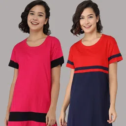 Christy Pack Of 2 Colourblocked Cotton Longline T-Shirt-image-96