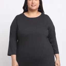 plusS Charcoal Plus Size Round Neck Cotton T-shirt-picture-23