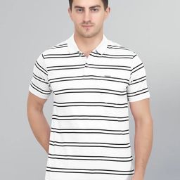 GODFREY Striped Polo Collar Monochrome Dry Fit Cotton Sports T-shirt-image-12