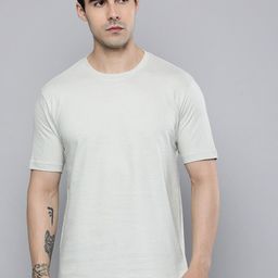 Mast & Harbour Grey Round Neck Cotton T-shirt-image-53