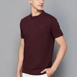 Fame Forever by Lifestyle Henley Neck Pure Cotton T-shirt-image-51