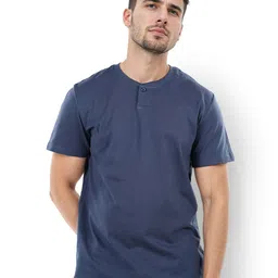 Celio Relaxed Fit Henley Neck Cotton T-shirt-image-30