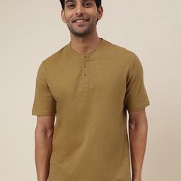 Fabindia Band Collar Regular Sleeves Cotton Regular T-shirt-image-19