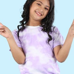 NUSYL Girls Tie and Dye Round Neck Regular Fit Cotton T-Shirt-image-36