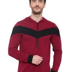 GLITO Colourblocked Hooded Cotton T-shirt-image-58
