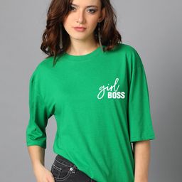 Kotty Green Typography Printed Oversized T-shirt-image-86