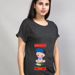 SillyBoom Graphic Printed Round Neck Maternity Feeding T shirt-picture-25