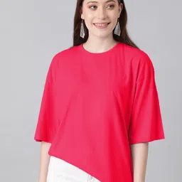 Kotty Round Neck Drop-Shoulder Sleeves Oversized Fit Cotton T-Shirt-image-87