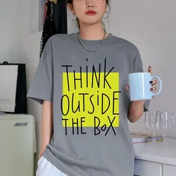CHKOKKO Typography Printed Round Neck Drop-Shoulder Sleeves Oversized T-shirt-picture-5