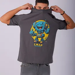 The Indian Garage Co Men Typography Printed Oversized T-shirt-image-0