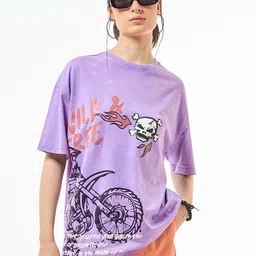 Bewakoof Women Round Neck Graphic Printed Oversized T-shirt-picture-11