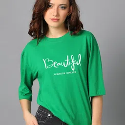 Kotty Typography Printed Oversized T-shirt-image-75