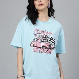 Popster Round Neck Printed Drop Shoulder Sleeves Oversized Cotton T-shirt-image-91
