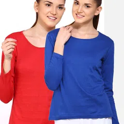 appulse Women Red & Blue Pack of 2 Cotton T-shirt-picture-28