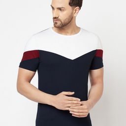 GLITO Colourblocked Round Neck T-shirt-image-67