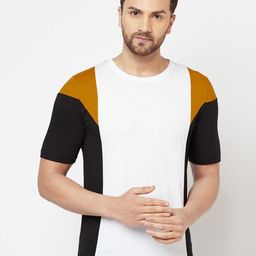 GLITO Colourblocked Casual Cotton T-shirt-image-80