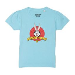 Looney Tunes by Wear Your Mind Girls Blue Looney Tunes Printed Puff Sleeves Pure Cotton T-shirt-image-99