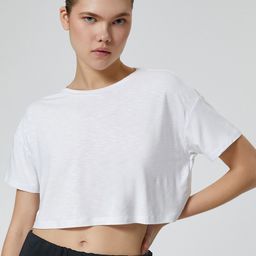 Koton Women Solid Crop T-shirt-image-76