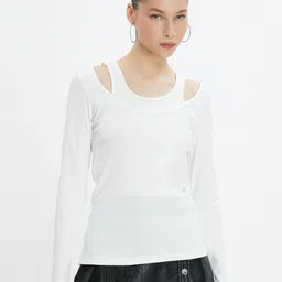Koton Ribbed Cotton T-shirt-image-79