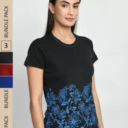 IndiWeaves Pack Of 3 Printed Pure Cotton T-Shirt-image-93