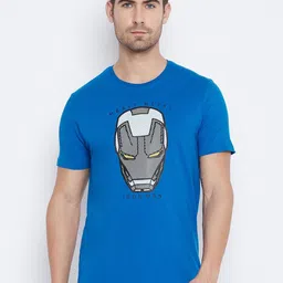 Marvel by Wear Your Mind Men Blue Grey Iron Man Printed Cotton Pure Cotton T-shirt-image-92