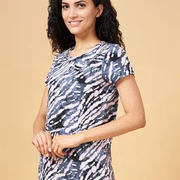 Ajile by Pantaloons Abstract Printed Round Neck Regular Fit Cotton Sports T-shirt-picture-15