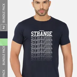 CHOZI Pack Of 2 Typography Printed Round Neck Cotton T-shirt-image-52