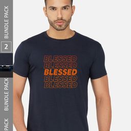 CHOZI Pack Of 2 Typography Printed Cotton T-shirt-image-98