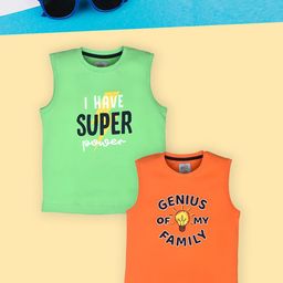 Lux Cozi Boys Green Typography 2 Printed Pockets T-shirt-image-79