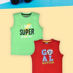 Lux Cozi Boys Green Typography 2 Printed Pockets T-shirt-image-77