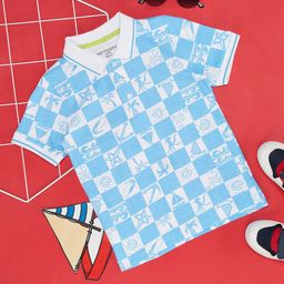 Pantaloons Junior Boys Geometric Printed Polo Collar Cotton Casual T-shirt-image-117