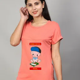 SillyBoom Graphic Printed Short Sleeves Maternity T-shirt-image-26