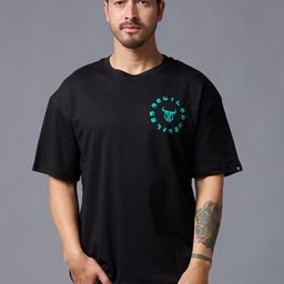 GO DEVIL Typography Printed Oversized Cotton Drop-Shoulder Sleeves T-shirt-image-87