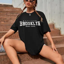 TRENDY RABBIT Women Typography Printed Pockets T-shirt-image-61