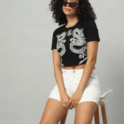 Funday Fashion Graphic Printed Crop T-shirt-image-7