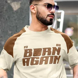 Maniac Typography Printed Round Neck Raglan Half Sleeve Cotton T-Shirt-image-89