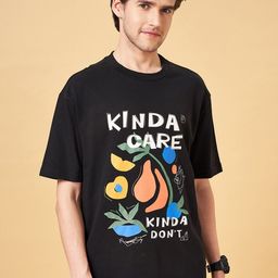 People  Black Typography Printed Cotton Relaxed Fit T-shirt-picture-18