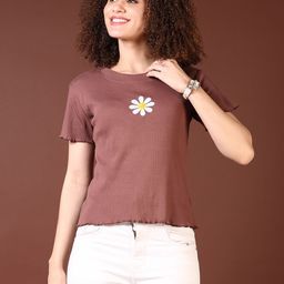 V-Mart Women Floral Printed Round Neck Cotton T-shirt-picture-3