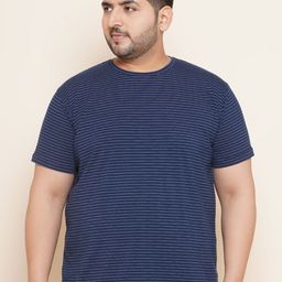 John Pride Plus Size Striped Round Neck T-shirt-picture-14