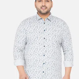 John Pride Men Plus Size  Floral Printed Casual Cotton Shirt-77