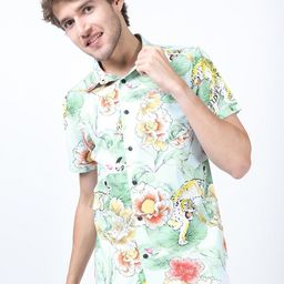 HIGHLANDER Men Green Floral Printed Casual Shirt-image-56
