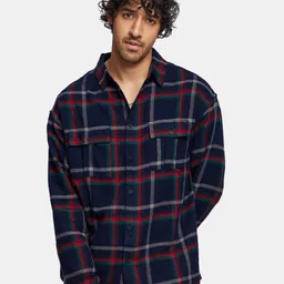 The Souled Store Men Checked Pure Cotton Oversized Casual Shirt-image-70